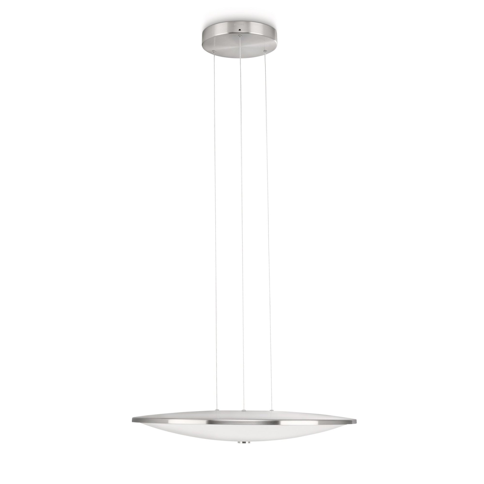 Philips MyLiving LED Pendelleuchte Vendee – 4-flammig, Dimmbar, Gebürstetes Edelstahl/Weiß, Inkl. Montagesystem
