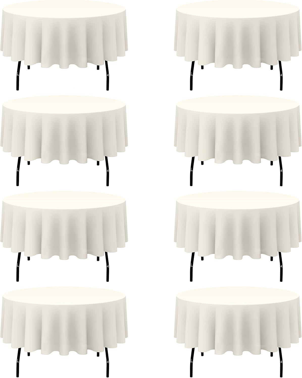 8 Pack Ivory Round Tablecloths 90 Inch Circle Bulk Linen