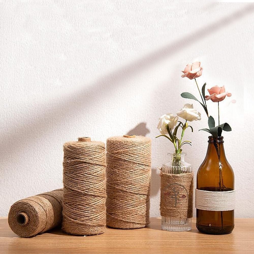 Genérico 200m Cuerda Yute Natural, 6mm de Grosor, Envolver Regalos, Cuerda Decorativa, para Embalaje, Bricolaje, Floristería, Decoración