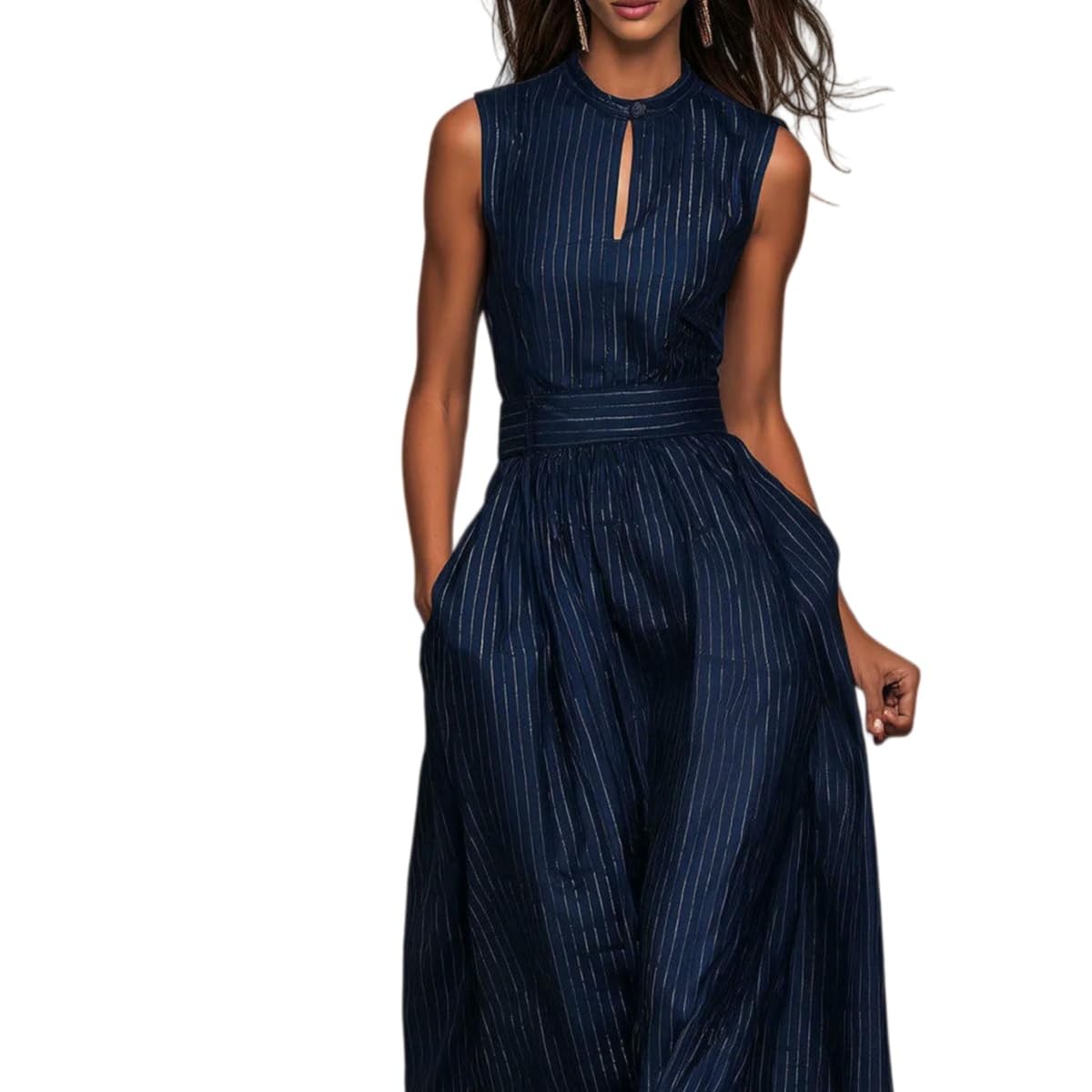 Salopette Donna Estiva,Tuta Da Donna Casual A Righe Con Scollo A O, Pantaloni Eleganti Con Spalline, Pantaloni Larghi
