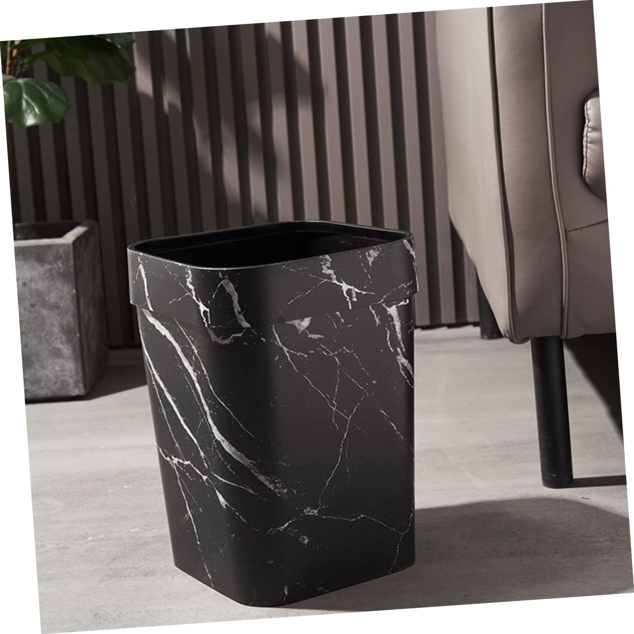 Plastikmüllbehälter 14l Kunststoff Schwarz mit Pressring für Zuhause