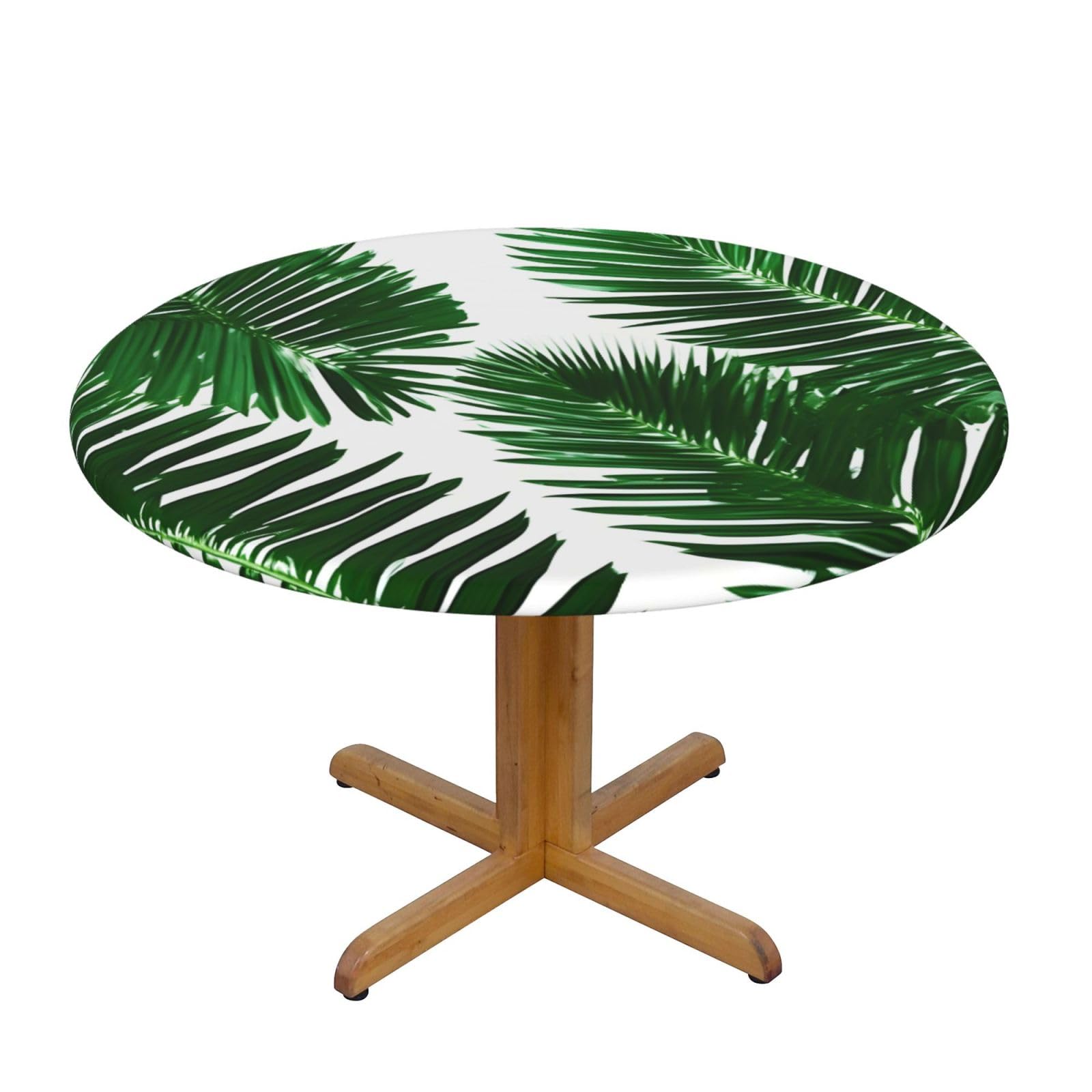 Cute Green Palm Leaves 1 Print Wipe Clean Oval Tablecloth Stain-Resistant Dining Table Accessories Table Protector For Home