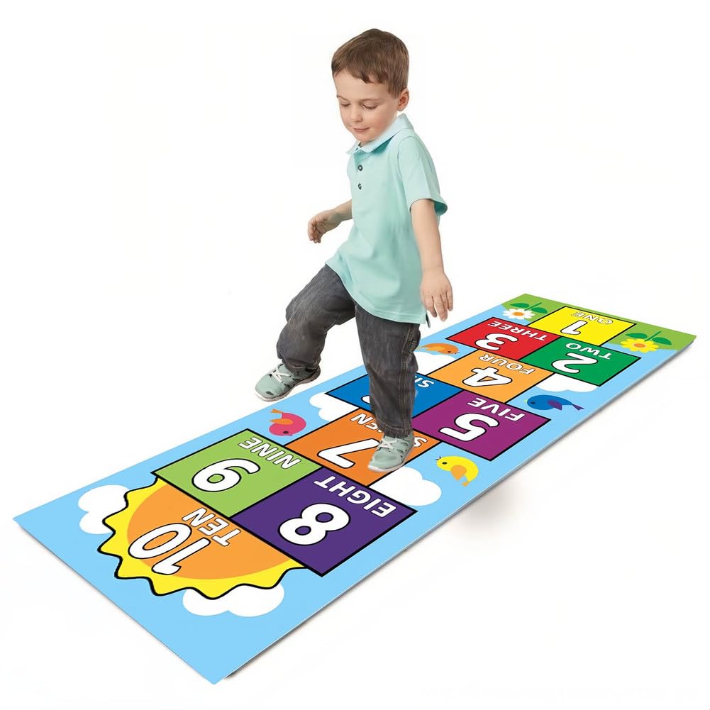 Tapis De Marelle pour Enfants, Tapis De Jeu, Tapis De Saut Et D'éVeil avec Envers AntidéRapant, pour GarçOns Et Filles, DéCoration De Chambre, Salle De Jeux