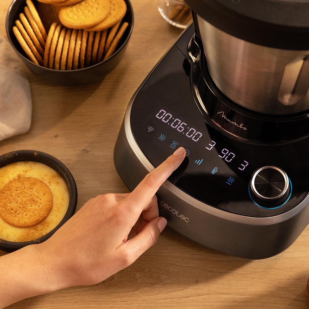 Cecotec Robot da Cucina Multifunzione Mambo 11090. 1600W, 37 Funzioni, APP, Bilancia e Brocca da 3,3 Litri in Acciaio Inox Adatto per Lavastoviglie, Ricettario e Accessori