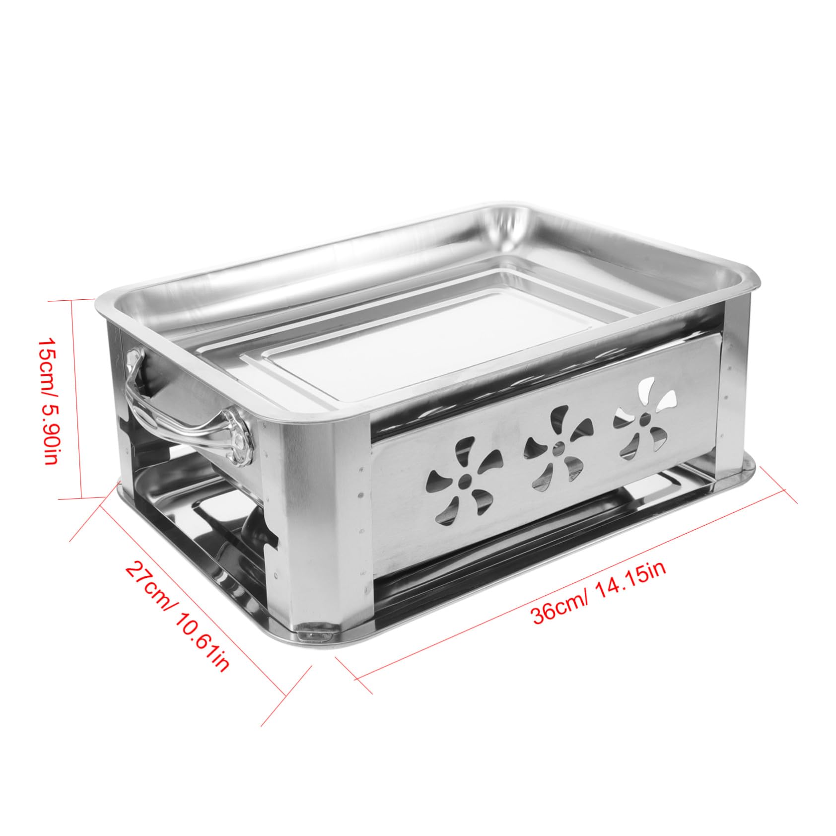MAGICLULU Edelstahl Buffetpfanne Dickwandig mit Tablett Rechteckige Warmhalteplatte für Grill und Camping Vielseitiger Speisenhalter für Küche und Outdoor