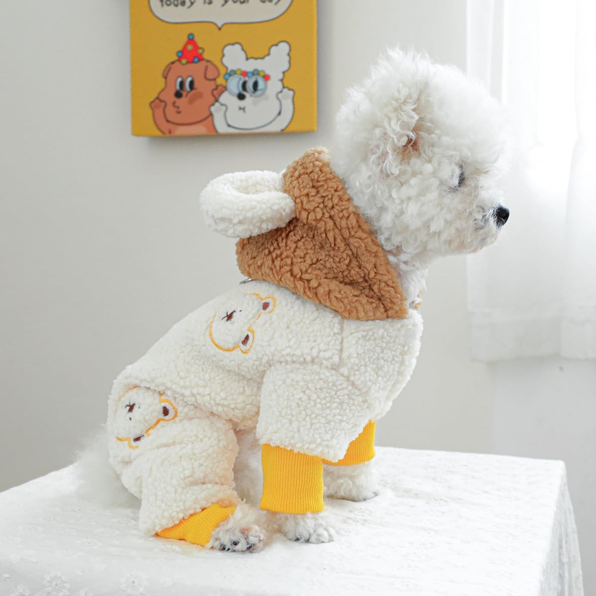Dog Four Legs Coat Cozy Soft Puppy Sweater Winter Small Dog Fleece Onesie Pajamas Cold Weather Dog Cute Clothes Lightweight Warm Chihuahua Yorkie Coat Christmas Holiday Birthday Clothes for Small Dogs