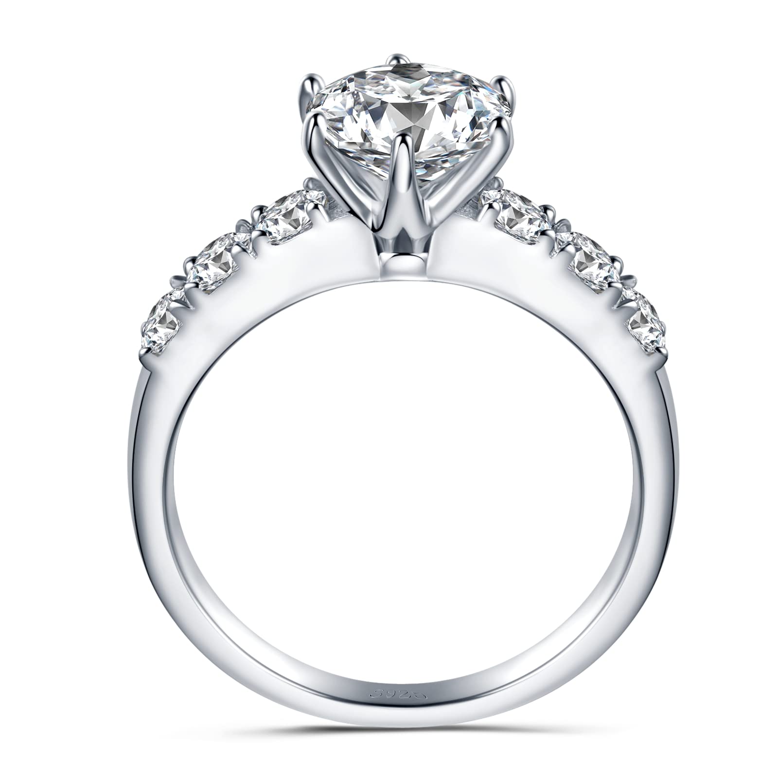 2 carati Moissanite Anello di fidanzamento Promessa di nozze Gold-plating Sterling Silver Anelli per le donne