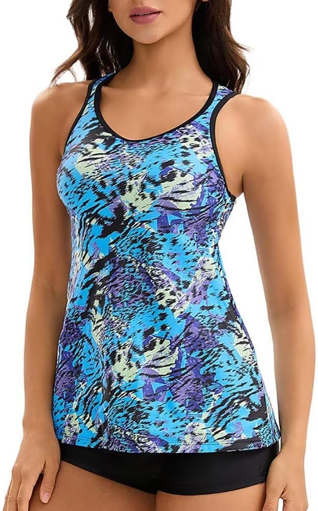 Women's Sleeveless Rash Guard Printed Surfing Two Piece Swimsuit Bathing Suit,Bathing Suits for Women