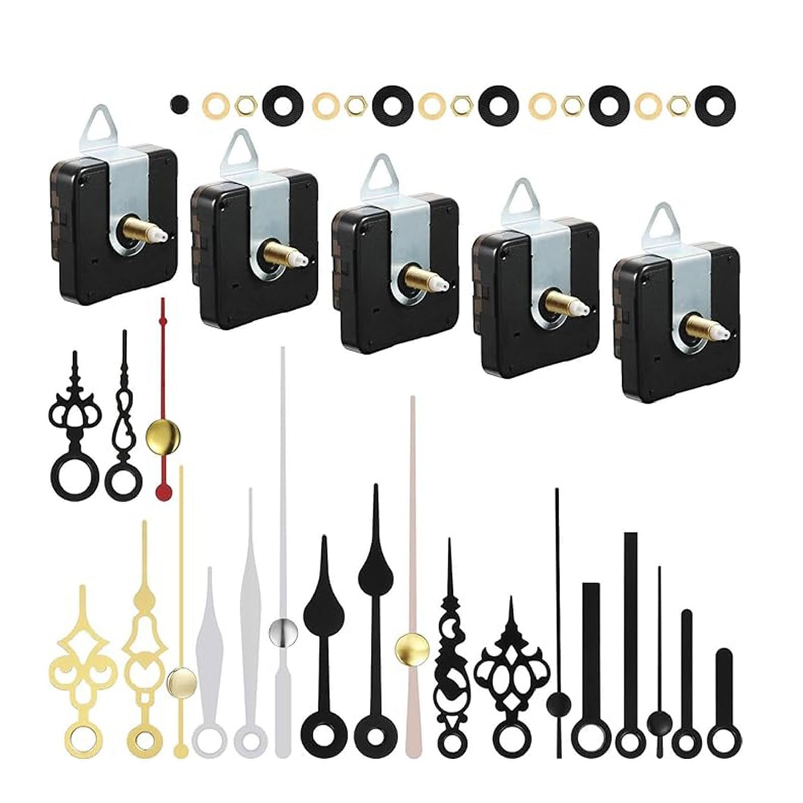 NEWFT Quiet Clock Movement Replacement Parts with Precisions 5Pcs Clock Mechanism and Hands for Restorations Project Quiet Movement