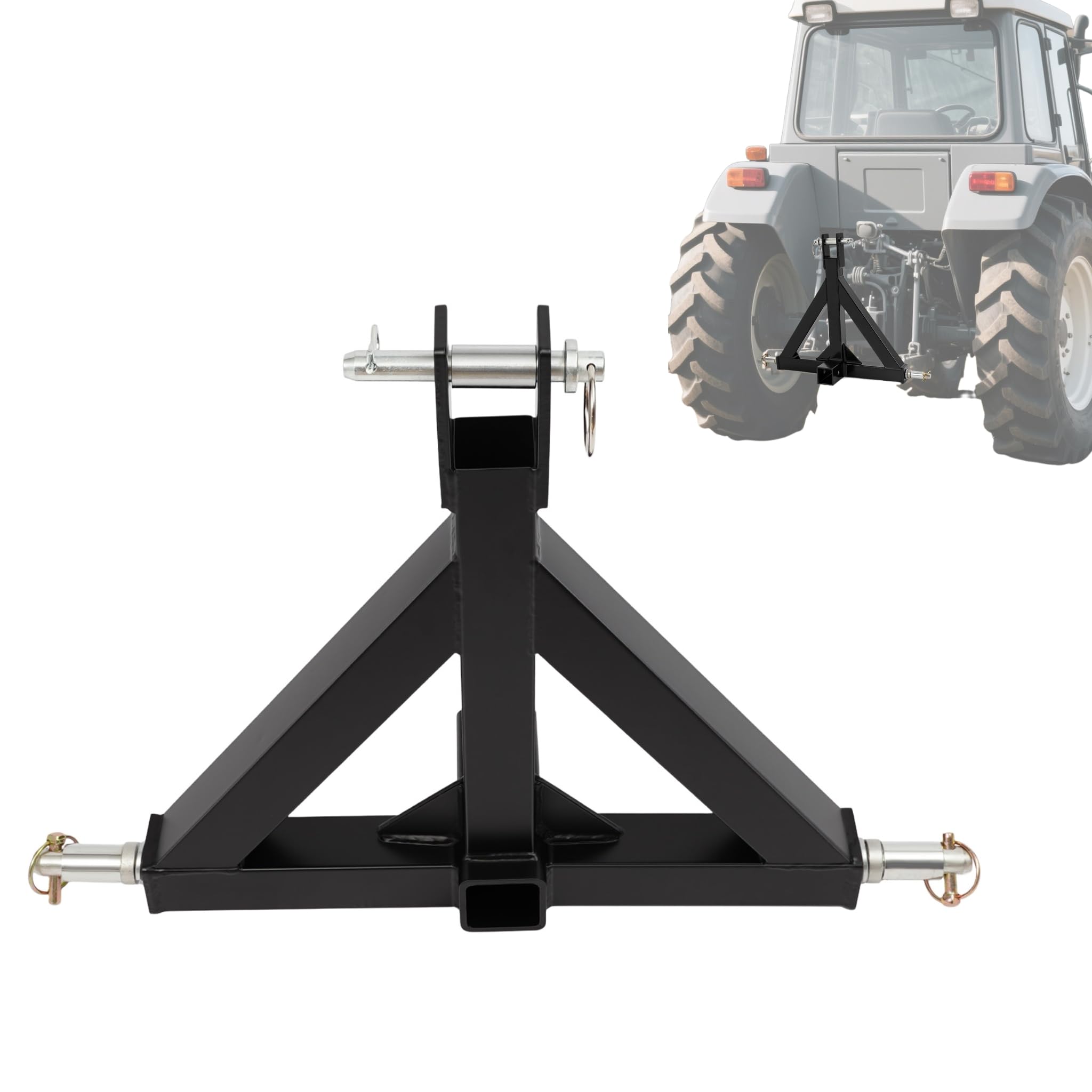 Enganche de remolque de 3 puntos, 3 puntos con 3 pernos de embrague, bola de remolque para tractor, longitud 48 cm