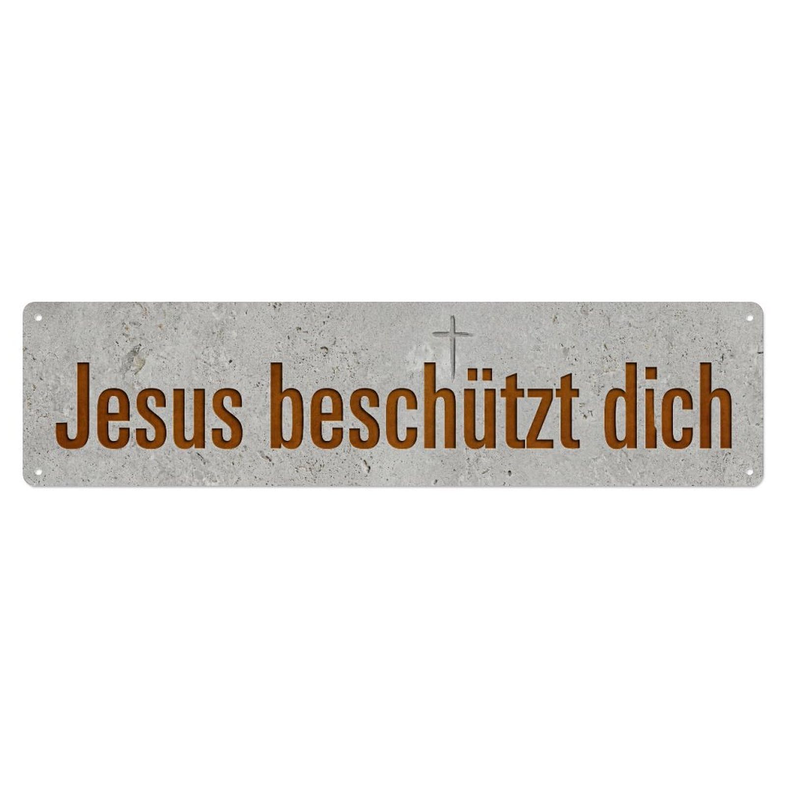 Jesus Beschuetzt Dich Christian Grace 1 Metal Tin Skinny Sign Plaque Wall Decor for Cafe, Club Bar, Office, Home Garden Metal Poster 4x16Inch