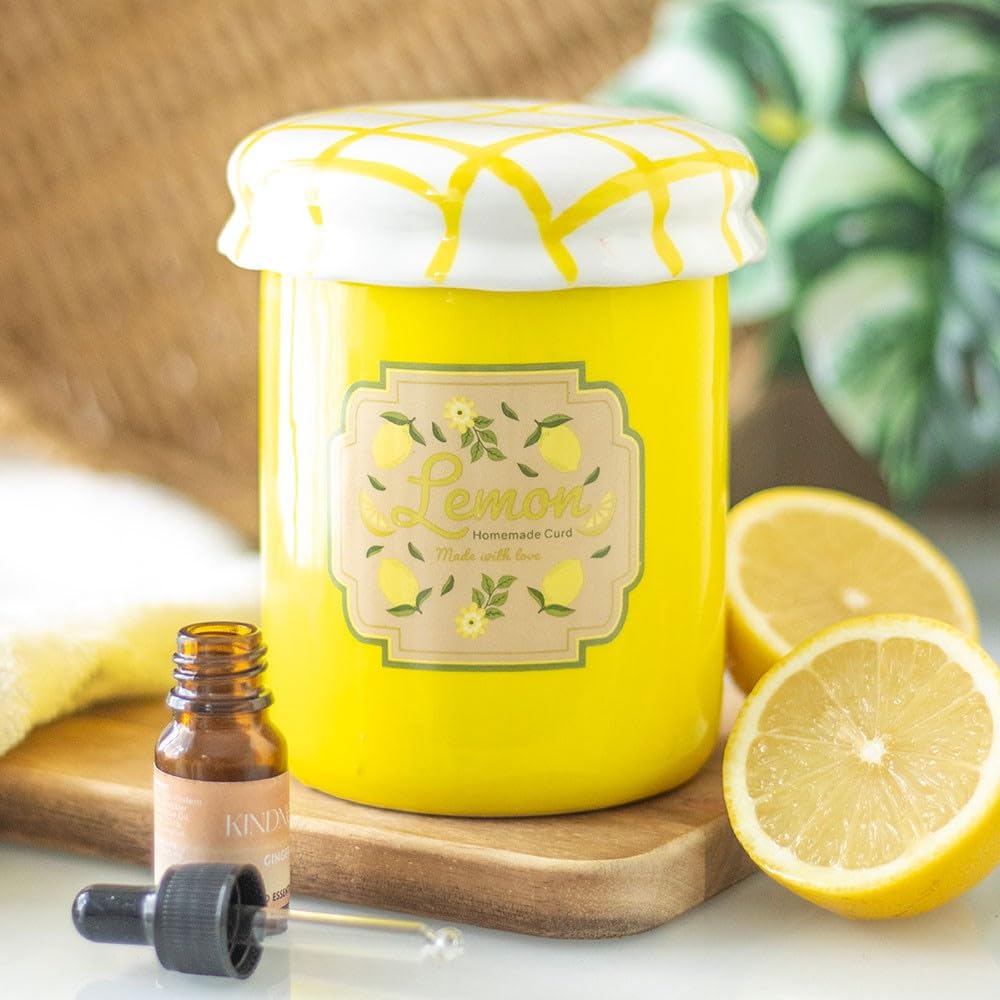 Lemon Curd Jar Oil Burner Ceramic Cottagecore 12.5x10.5cm