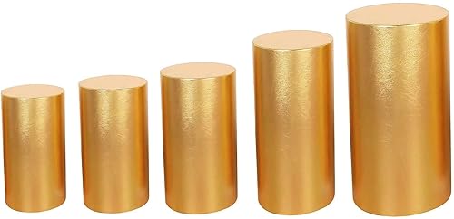 Vista 90 de Efavormart - Juego de 5 fundas de soporte para caja de exhibición cilíndrica de elastano, color negro, fundas elásticas para pilar de pedestal, 160