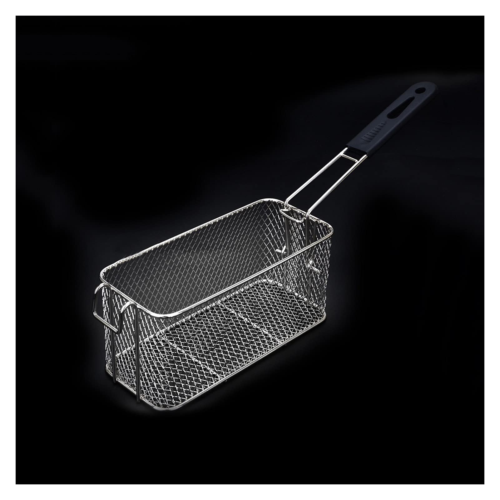 NEBE Chip Pan Basket Rectangular Frying Sieve Stainless Steel Frying Filter Vegetable and Fruit Filter Basket Frying Skimmer Fryer Fryer Basket