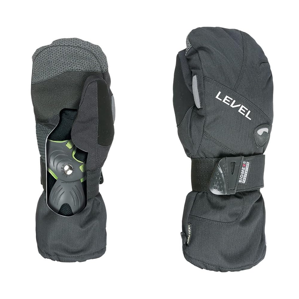 Half Pipe GTX Snowboard Protective Mittens with GoreTex Shell, BioMex Integrated Wrist Guards, ThermoPlus Liner (Black, Extra Large (9.5in))