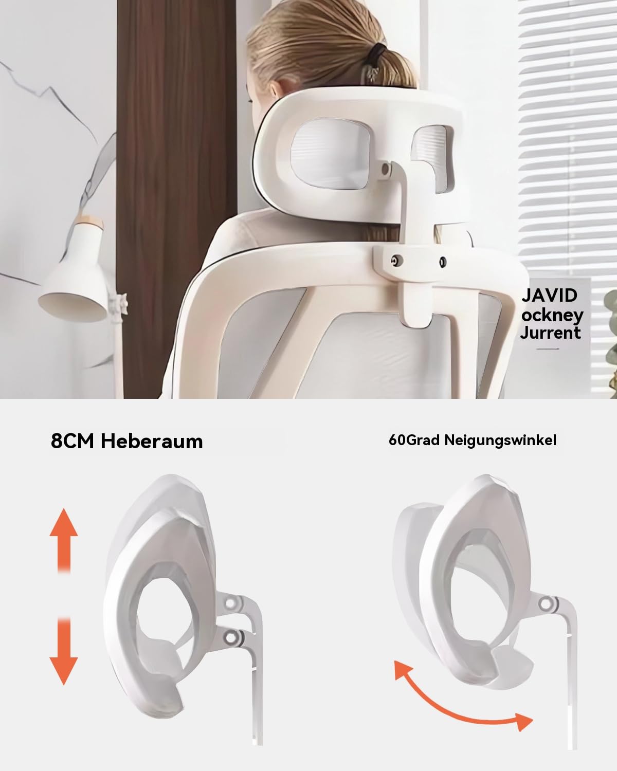 Bürostuhl Mesh Schreibtischstuhl,Ergonomischer Hochrücken-Gaming-Rollstuhl mit Rädern und Verstellbarer Kopfstütze,Komfortable Hochklappbare Armlehnen für Zuhause,Schlafzimmer,Studium(Weiß)
