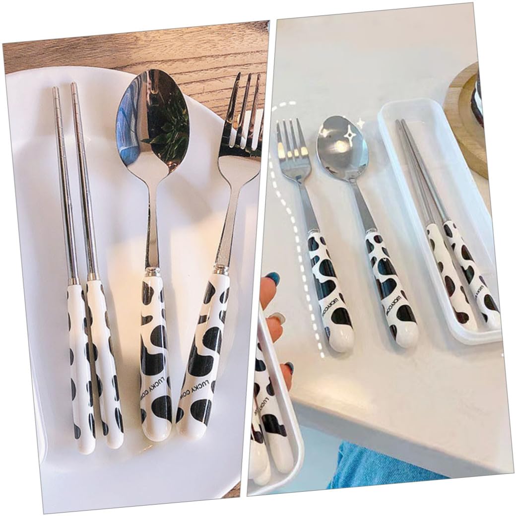 BESTonZON 3juegos Cubiertos De Viaje Portátiles con Estuche De Utensilios De Inoxidable para Camping Incluye Tenedor Cuchara y Palillos para Hogar y Salidas