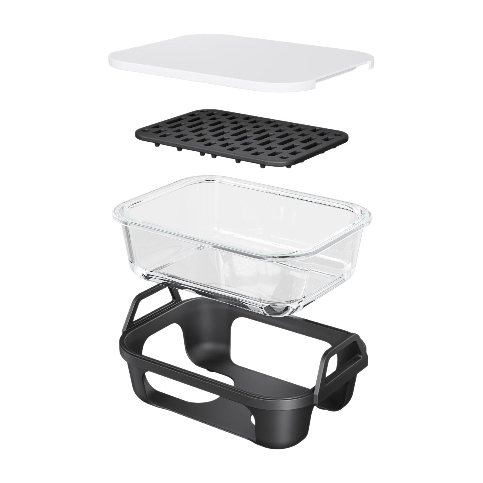 Zxfdsfdbnm Glass Air Insert Set with Lid, Rectangular Baking Pan and Outer Holder for Meal Prep and Kitchen Reheating Kitchen Bakeware Accessory Glass Pan Cover Rack