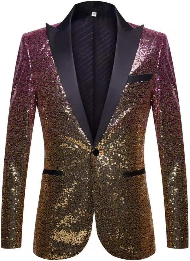 Men's Gradual Sequin Suit Jacket Annual Show Singer Stage Top Match Costume