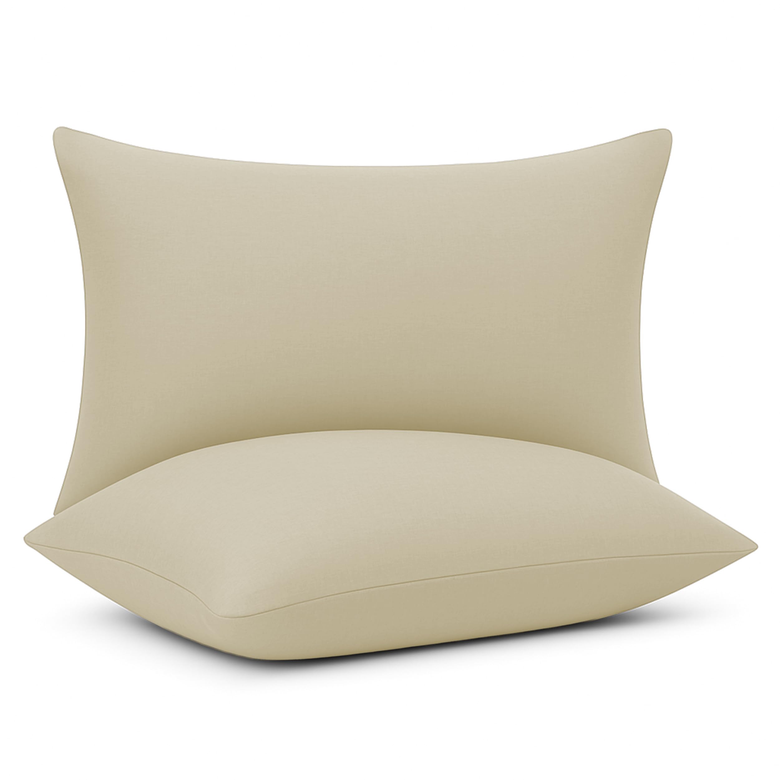 Funda de Almohada 45x105cm - 100% Microfibra - Paquete de 2, Fundas de Cojín con Cierre de Cremallera, Extra Suaves - Caqui