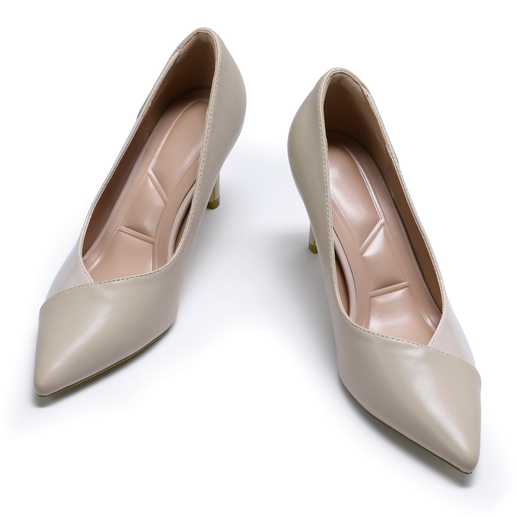 YYNUDA Damen Pumps Elegante High Heels PU-Leder & Lackleder-Akzente Hochhaltschuh Spitz Zehen Kleid Schuhe Farbblock-Design Bequem Beruf Alltag Partei Hochzeit