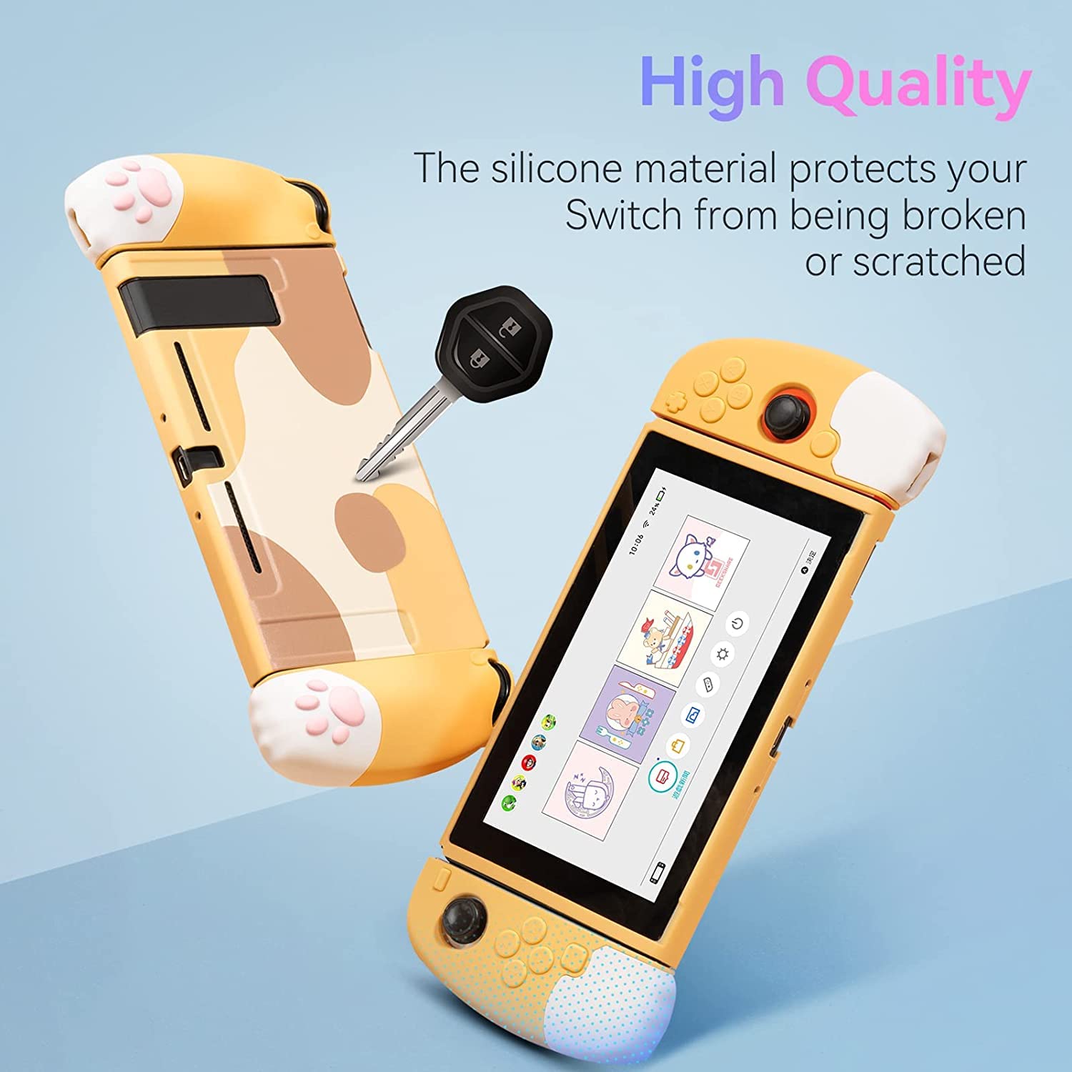 GeekShare Coque de protection en silicone souple compatible avec la console Nintendo Switch et Joy Con - Absorption des chocs et anti-rayures Coque fine avec design ergonomique pour Switch