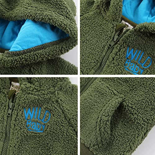 Image of Newborn Infant Baby Boys Girls Cartoon Fleece Hooded Jacket Coat with Ears Warm Outwear Coat Zipper Up