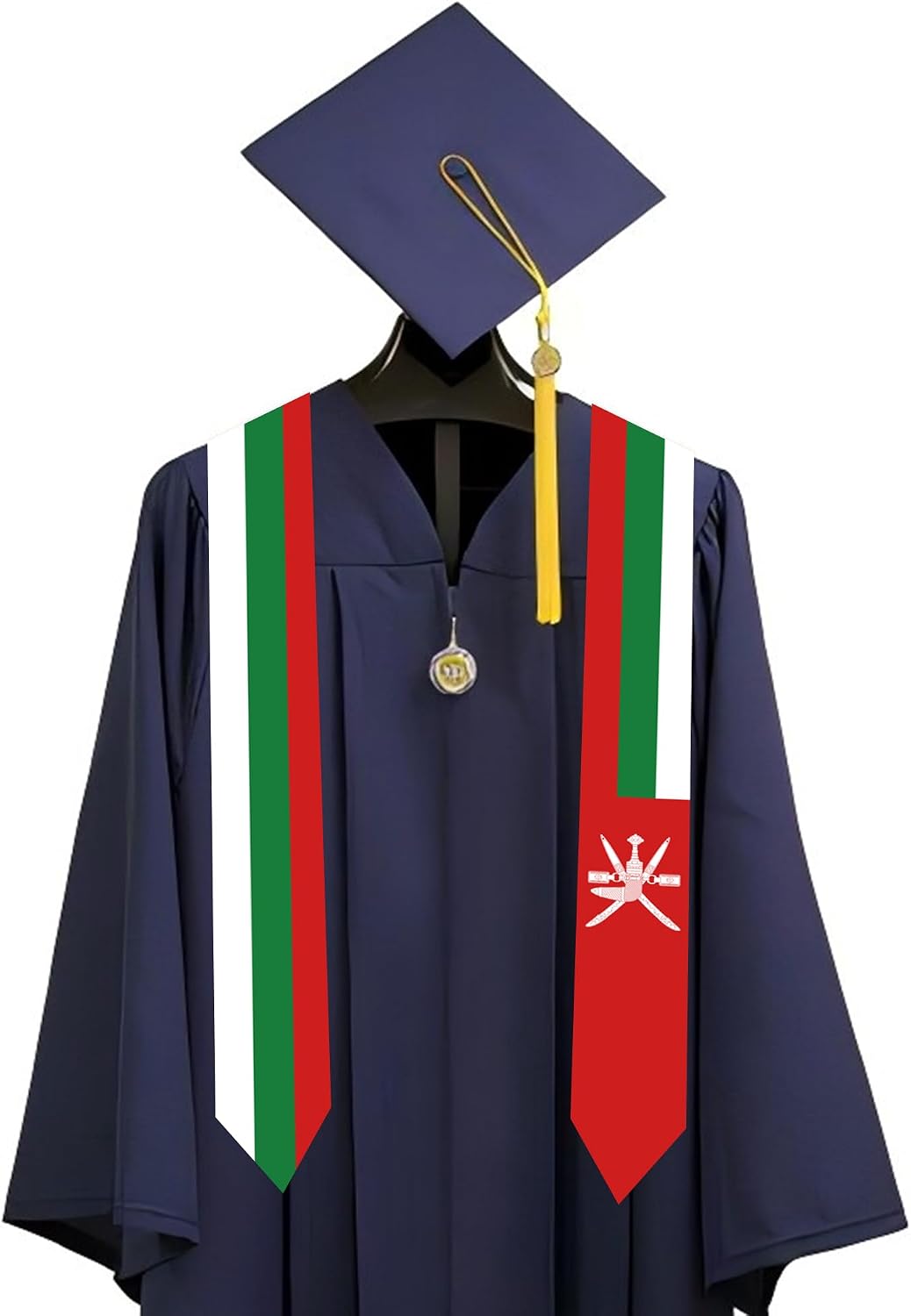 Oman Flag Graduation Sash Satin Scarf 72" Stole for Abroad Student International Study Class
