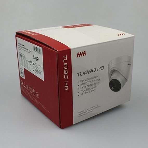 DS-2CE71H0T-PIRLO 5MP PIR アナログセキュリティカメラ、4イン1 TVI/CVI/AHD/CVBS、CCTVセキュリティ監視BNC出力2.8mmワイドエンジェルレンズ、EXIR 6.5フィートIR距離、ストロボライトアラーム、IP67定格。