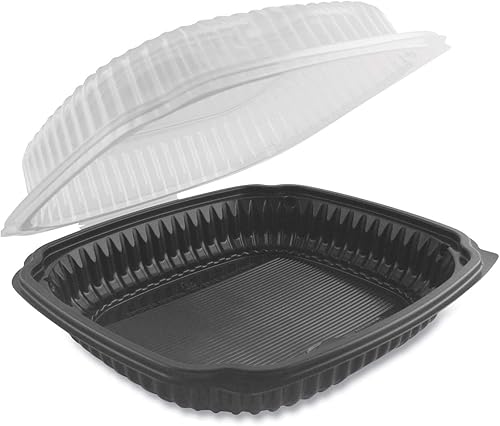 Anchor Packaging Culinary Lites - Recipiente para microondas, 39 onzas, 9 x 9 x 3.01, transparentenegro, plástico, 100caja