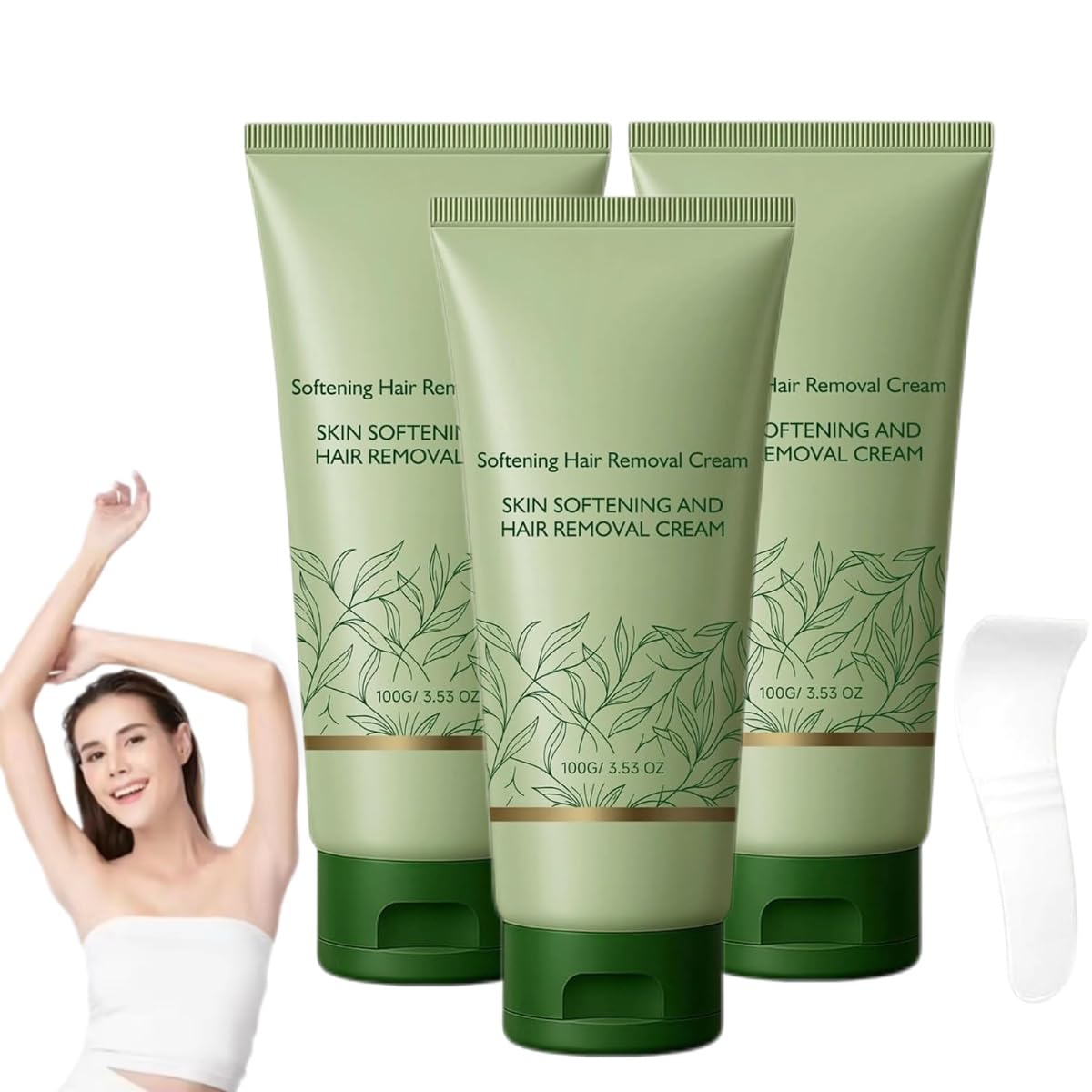 Crema depilatoria naturale e delicata, a rapida azione per tutto il corpo con burro di karité; idratante, adatta a zone intime (uomo e donna), gambe e ascelle (3 pezzo)