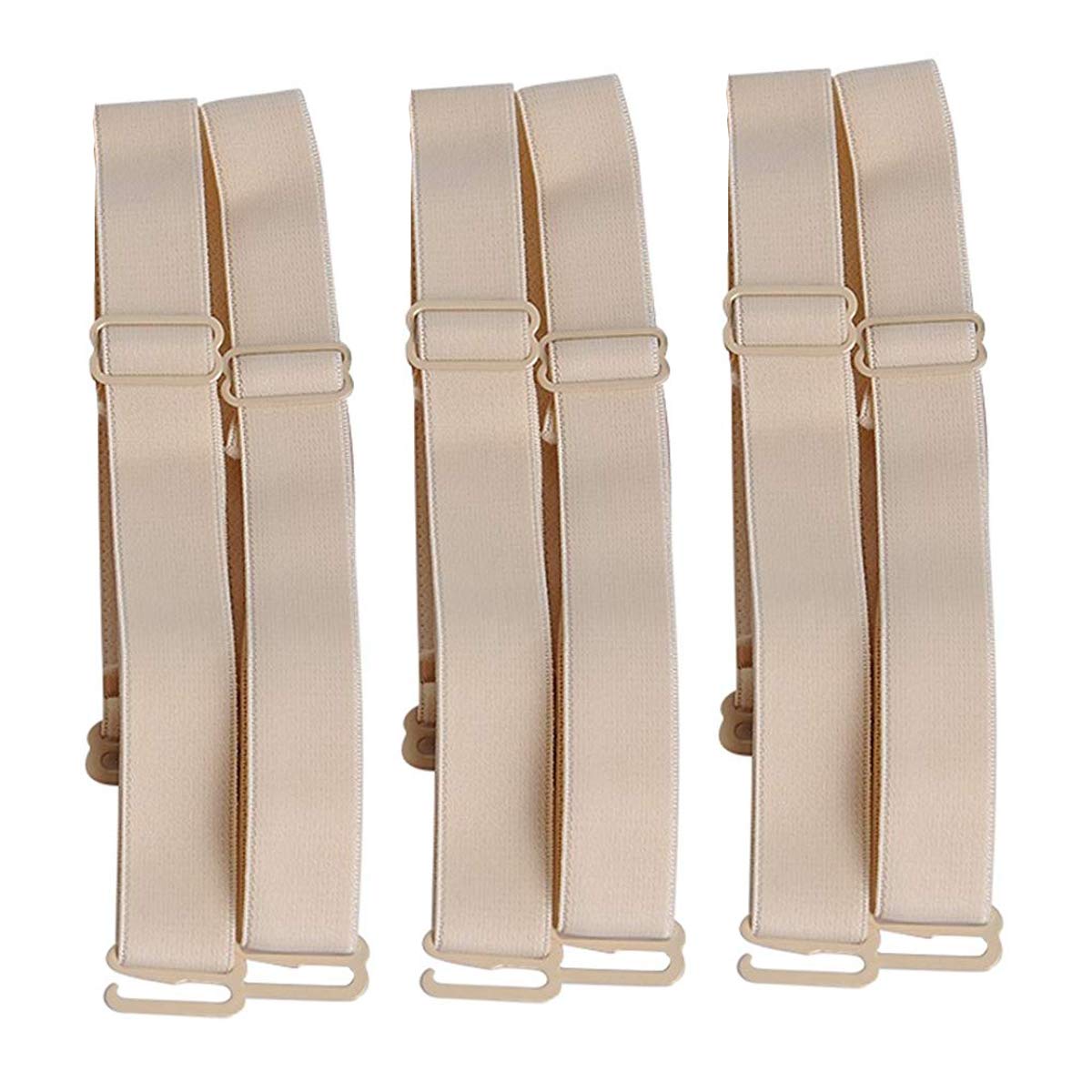 3 Pairs Bra Strap Replacement Elastic Adjustable Removable Multi Color