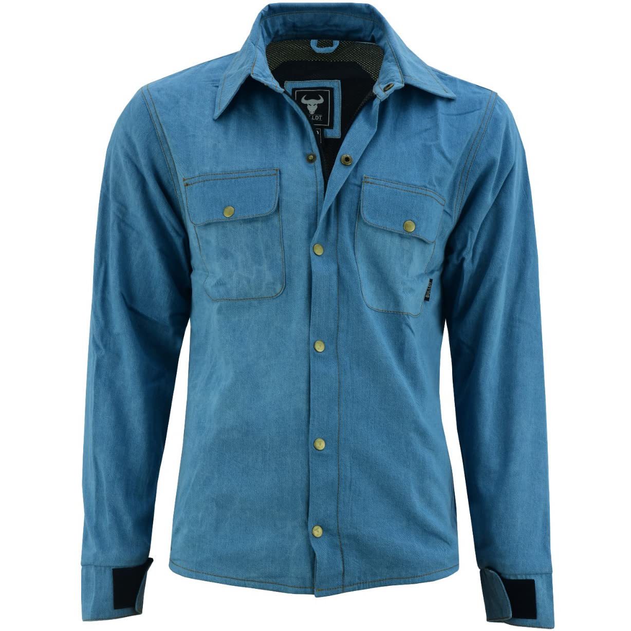 BULLDT Motorradhemd Jeanshemd Motorradjacke herren Futter aus kevlar aramid mit geprüfte Protektoren rutsch brandfest motorrad biker hemd denim