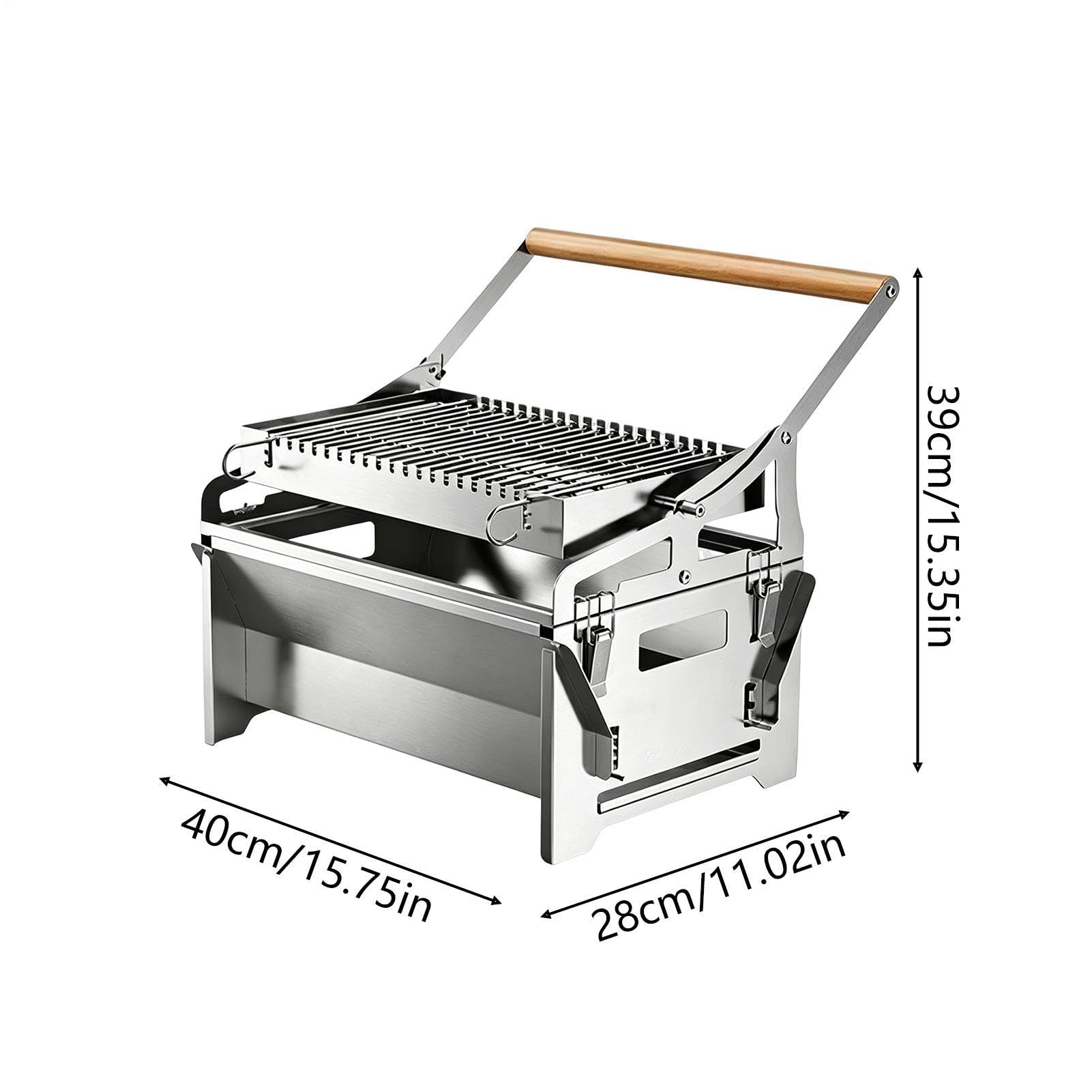Obrotowy Grill BBQ Ruszt ze stali nierdzewnej obracany o 360 stopni | Grill Węglowy Do Pieczenia Na Kemping, Na Świeżym Powietrzu, Piknik, Ogród, BBQ, Plaża