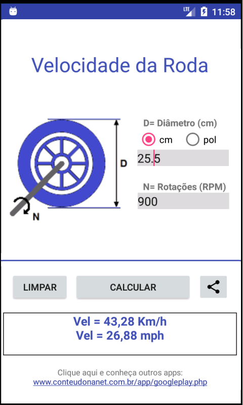 Velocidade da Roda - Calculadora - Aplicativo na Amazon Appstore
