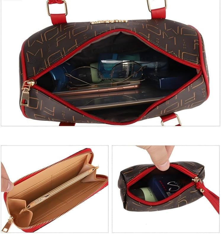 Pahajim Womens Purse 6 Pcs Set Ladies PU Leather Handbag with Matching Wallets Designer Large Satchel Bags for Mom - Image 3