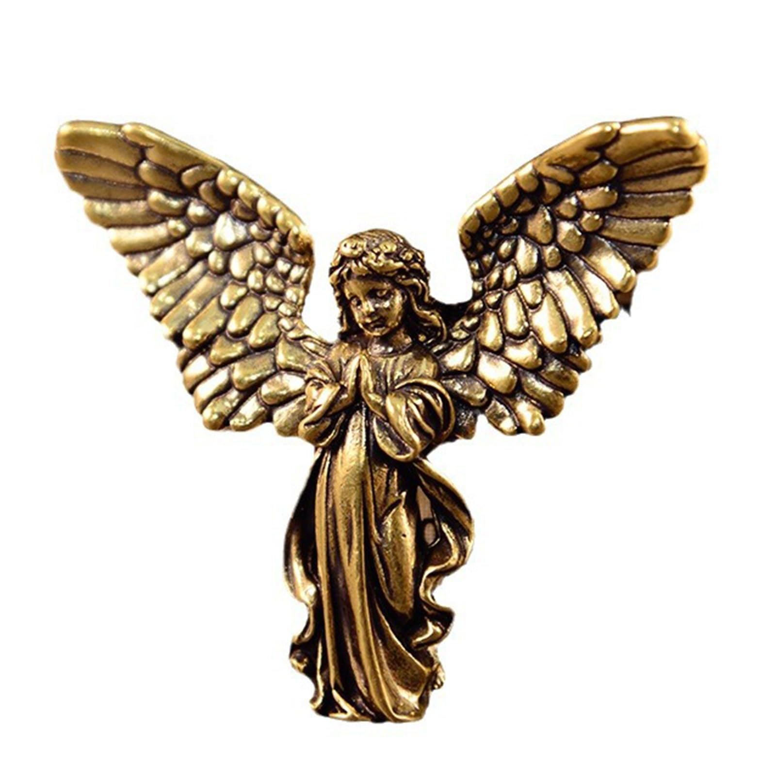 Zbiianxer A Brass Winged Figurine With Detailed Home Decoration Desktop Statue Blessing Rt Sculpture Rtistic Brass Decorative Piece