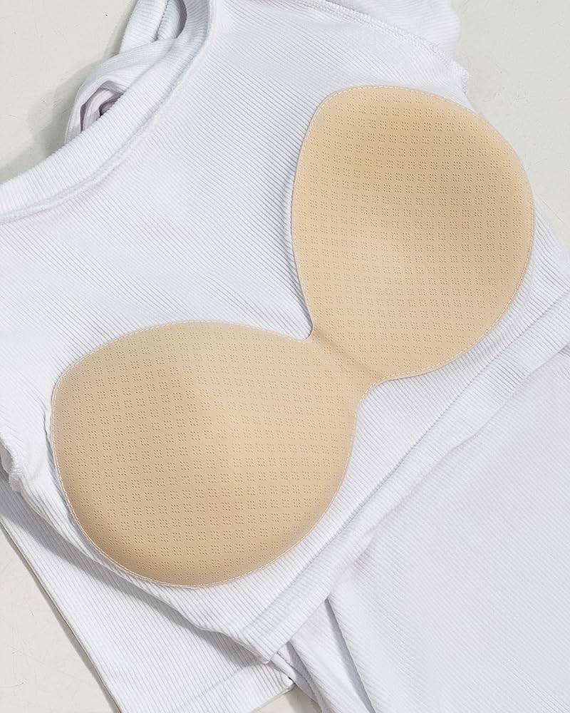 CHICME Women Seamless Built-in Bra Long Sleeve Shirts U Neck Knit T-Shirts Basic Tops Fall Winter Outfits - Image 5