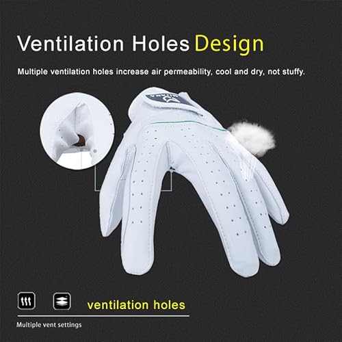 Mj Men's Golf Cabretta Leather Gloves, White, Left Hand (#24) #TOP6