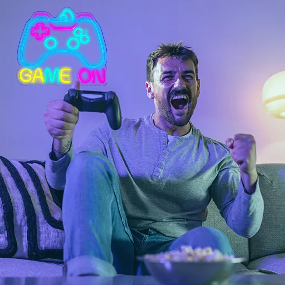 Insegna al neon per decorazione da parete, luce al neon per decorazione della stanza dei giochi, insegna al neon a forma di gamepad, decorazione per la stanza dei ragazzi, miglior regalo per giocatori