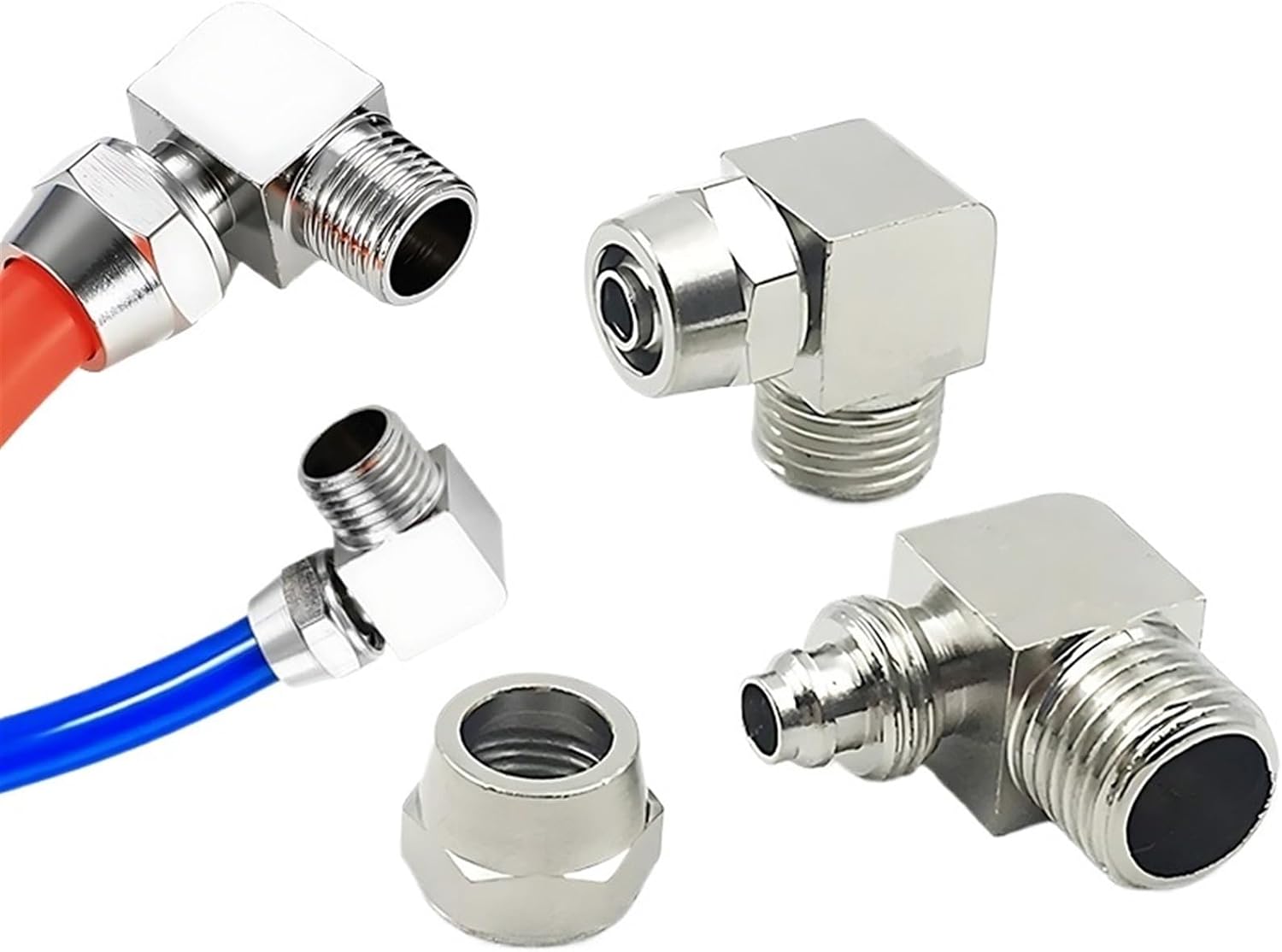 10PCS PL Quick Fastening Brass Nickel Plated Elbow Connector for Pneumatic 1/8" 1/4" 3/8" 1/2" Air Hose Accessory 4 6 8 10 12MM(KPL8-01)