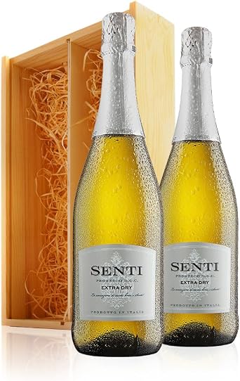 Virgin Wines - Prosecco Duo in Wooden Gift Box - 2 Bottles 75cl - Premium Italian Sparkling