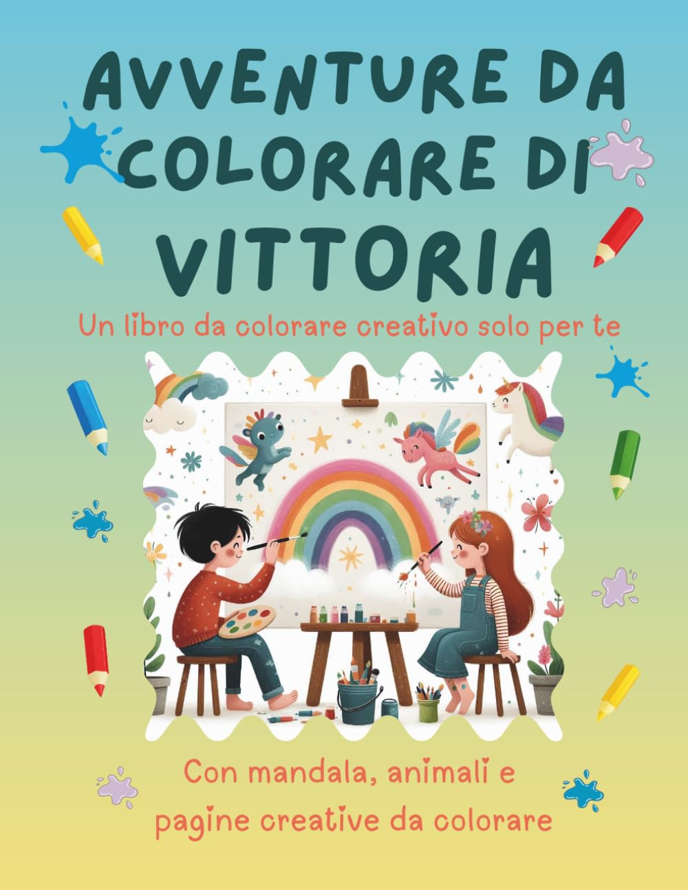 Avventure da colorare di Vittoria – libro da colorare personalizzato: Libro per bambini con animali, natura, mandala e pagine interattive | 32 pagine ... (Avventure da colorare personalizzate)
