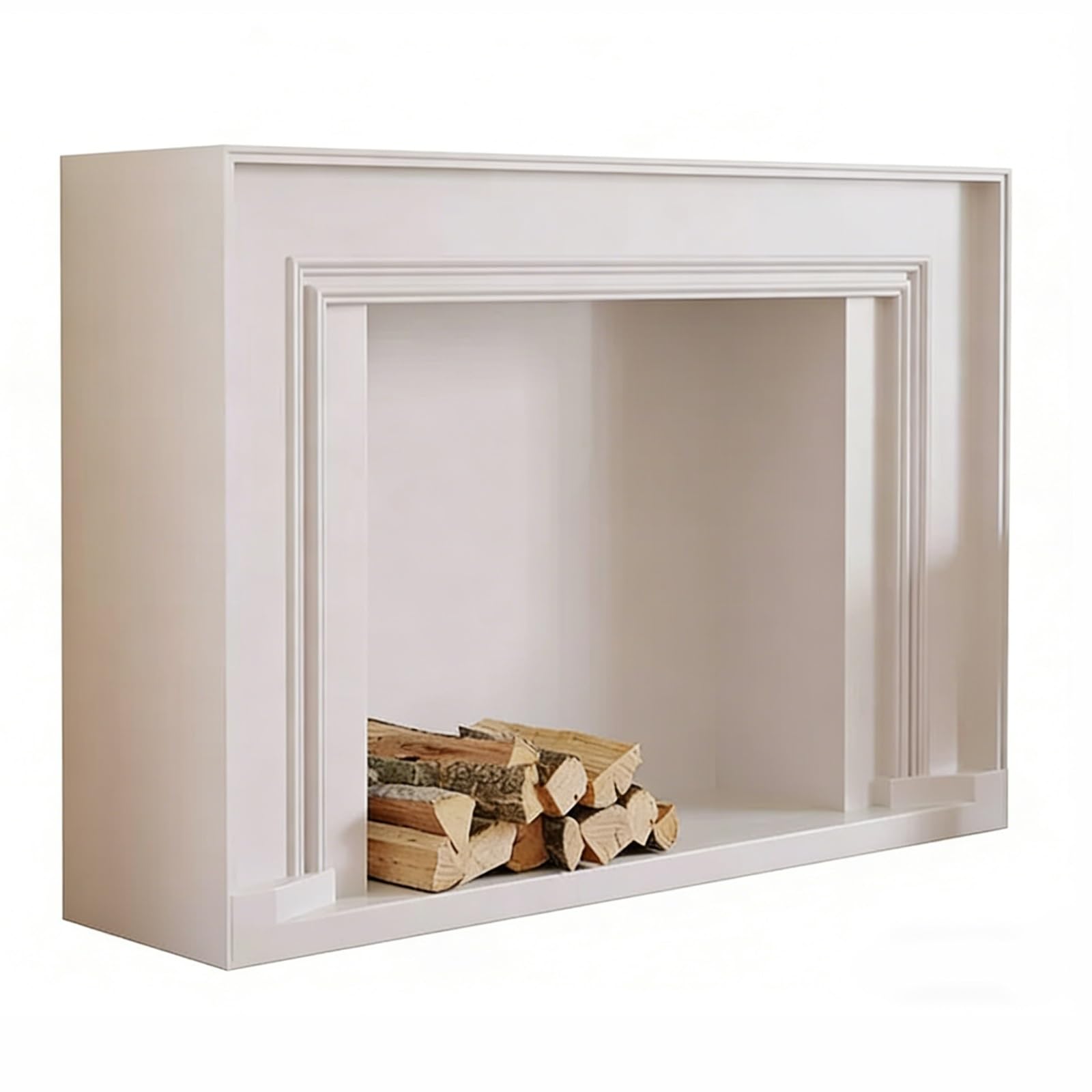 Fzl02068lm White Mantels Surrounds Modern Fireplace Mantel Decorative Surround With Solid Wood Base Decorated Frame(,Medium)