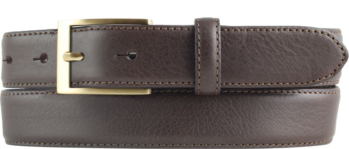 BELTINGER Hochwertiger Anzuggürtel aus Vollrindleder mit goldener Gürtelschließe 3,0 cm | Bombierter Ledergürtel Herren 30mm | Business-Gürtel made in Italy