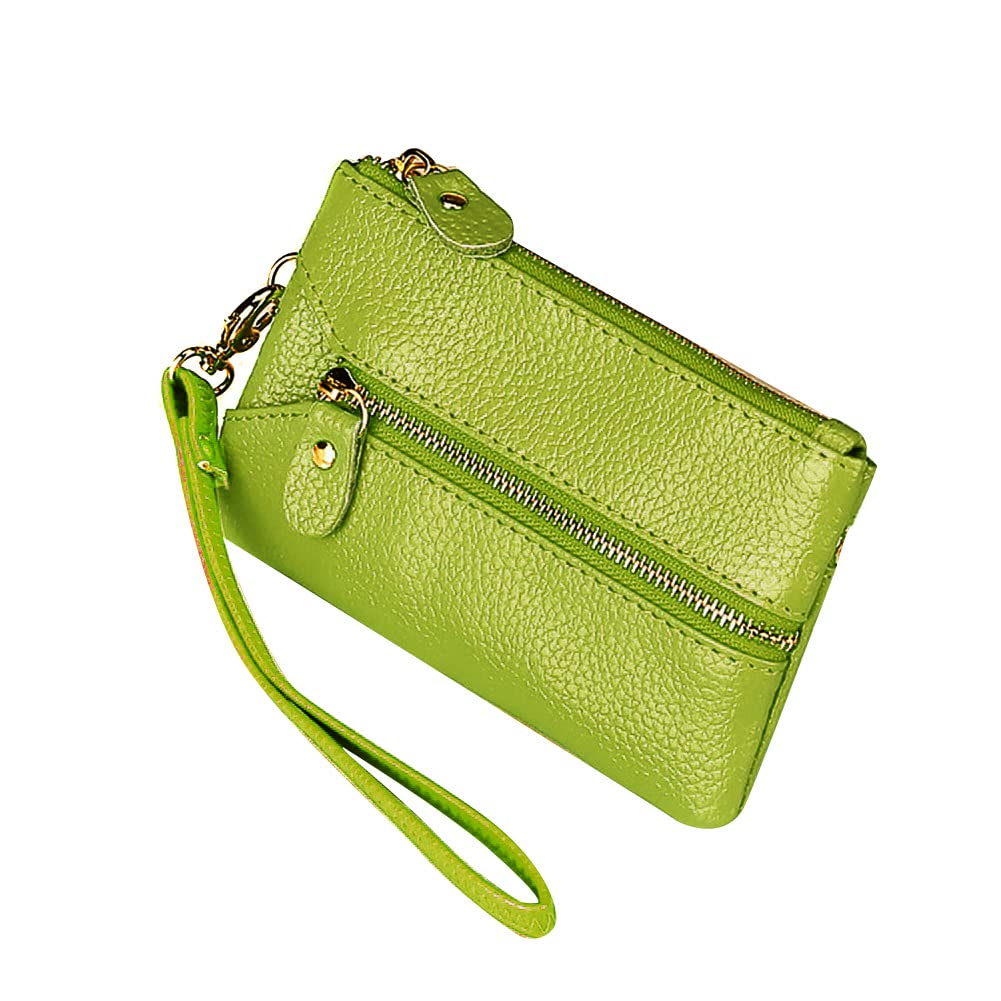 ihreesy Key Chain Pouch,Key Organizer Case Genuine Leather Car Key Holder Bag Mini Key Protect Cover Keychain Case Wallet with 6 Hooks and Dual