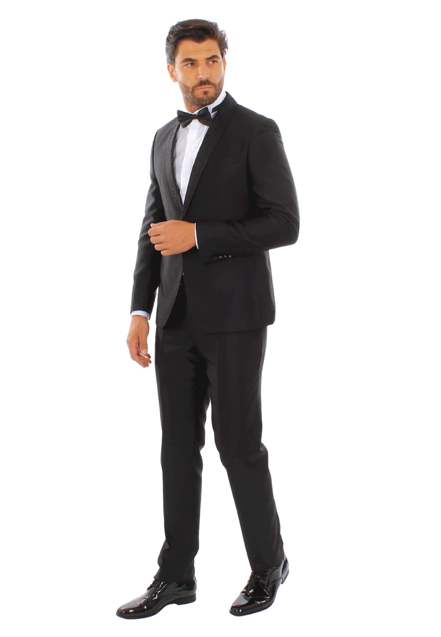 Ciabalù Abito Uomo Elegante Damascato Vestito Cerimonia Smoking Matrimonio