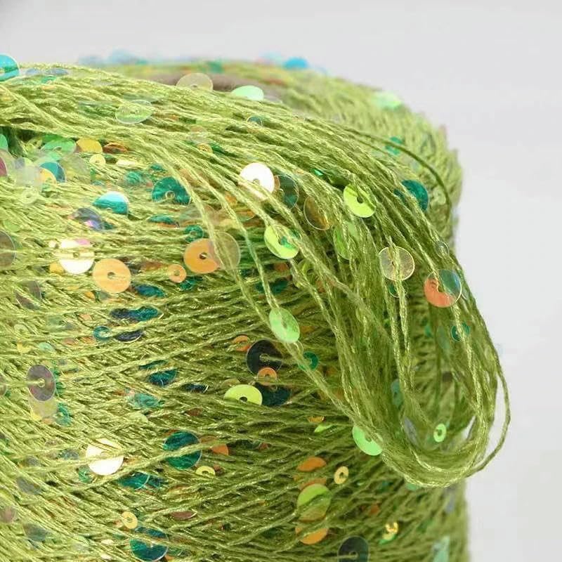 Włóczka szydełkowa, Włóczka bawełniana z cekinami do robienia na drutach 250g 750m wielokolorowa 6mm 3mm DIY(3)