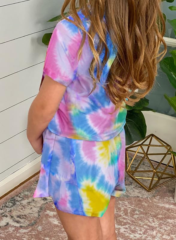 Image of Dokotoo Girl's Summer Cute T-Shirt and Shorts Set with Side Pockets