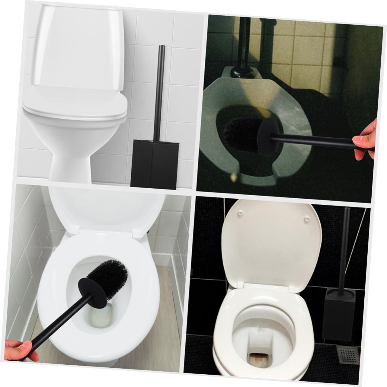 Juego de escobilla de inodoro con bloque de lechada y ambientadores de gel, incluye soporte para estropajo y cubo de aluminio para una limpieza eficaz del baño
